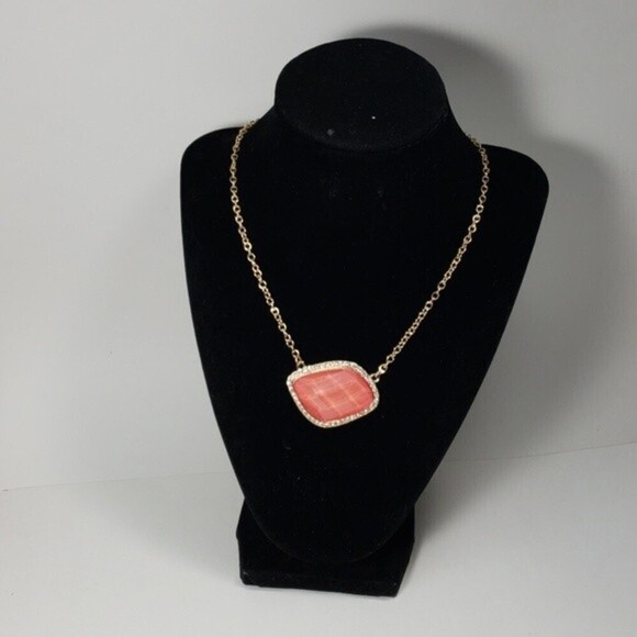 RSVP 18+3.5" Gold-tone Salmon Pink Stone Sparkling Crystal Necklace - Women - Picture 5 of 10